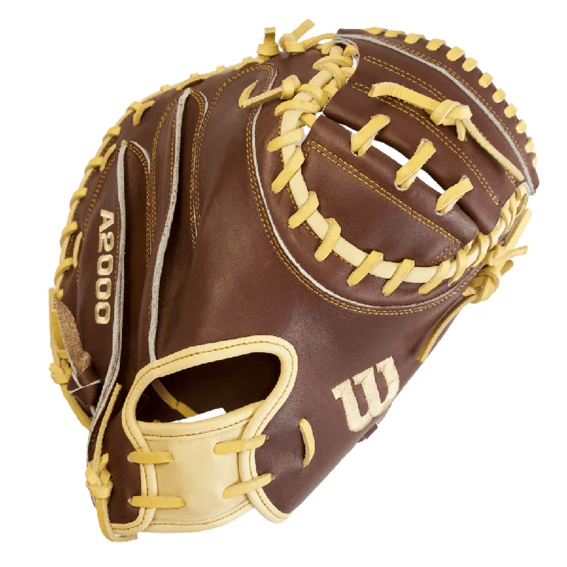 Wilson A2000 CM33 "Ole' Hickory" 33" Baseball Catcher's Mitt: Dark Brown and Blonde