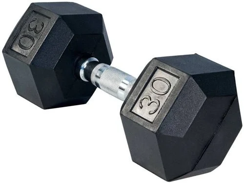 30lb Rubber Hex Dumbbells