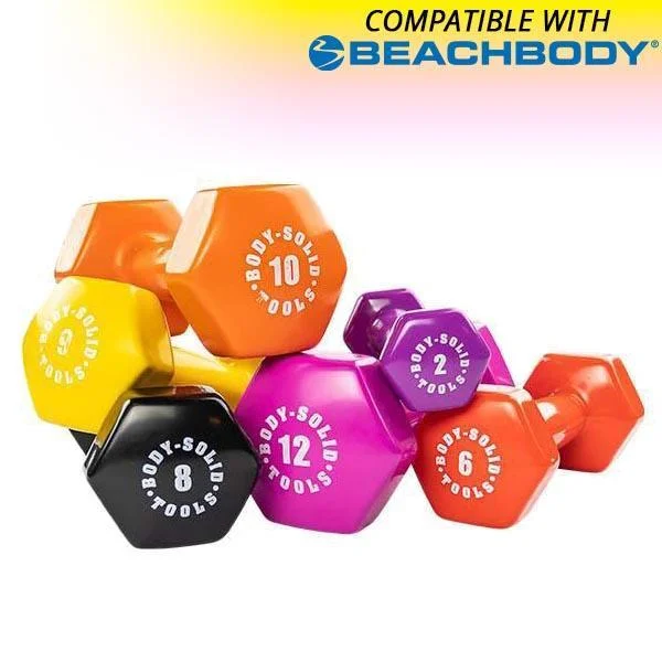 Body-Solid Tools Vinyl Dumbbells 1-15 lb Set