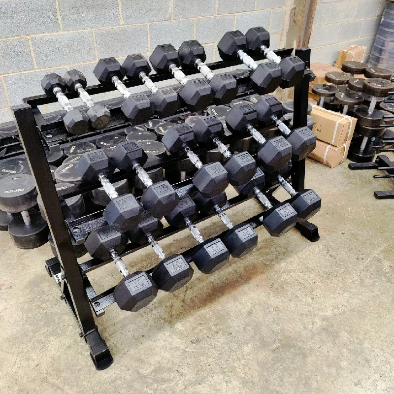 NEW Rubber Hex Dumbbell Set 5-50lb Full Set Hex Dumbbells