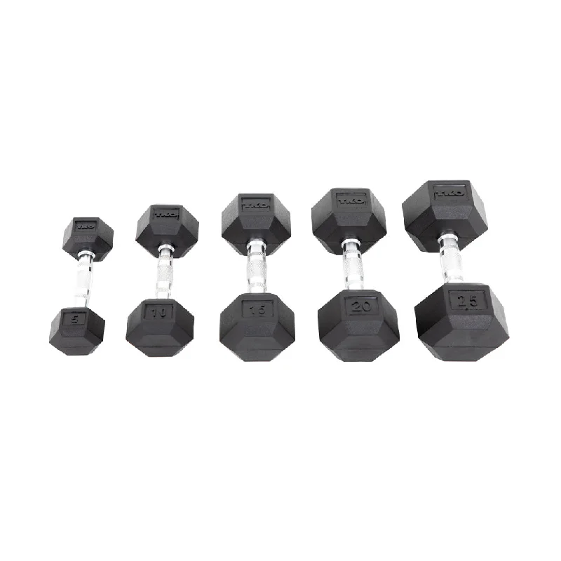 TKO Rubber Hex Dumbbells With Contoured Handle