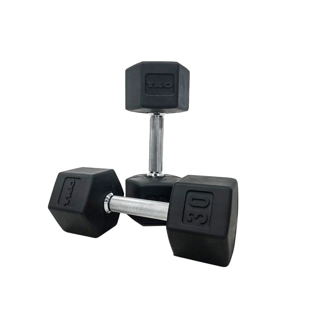 TKO Rubber Hex Dumbbells Straight Handle