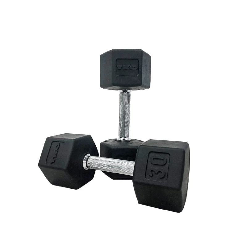 TKO Straight Handle Hex Rubber Dumbbell Sets 804SXR