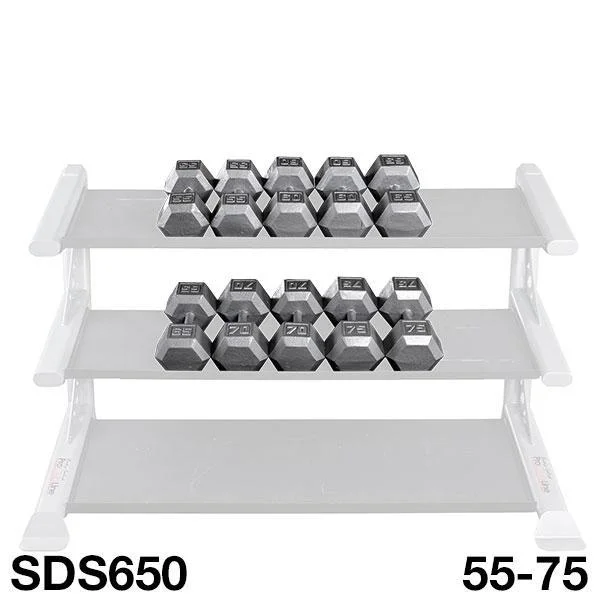 Body Solid 55 to 75 lb Hex Dumbbells Set