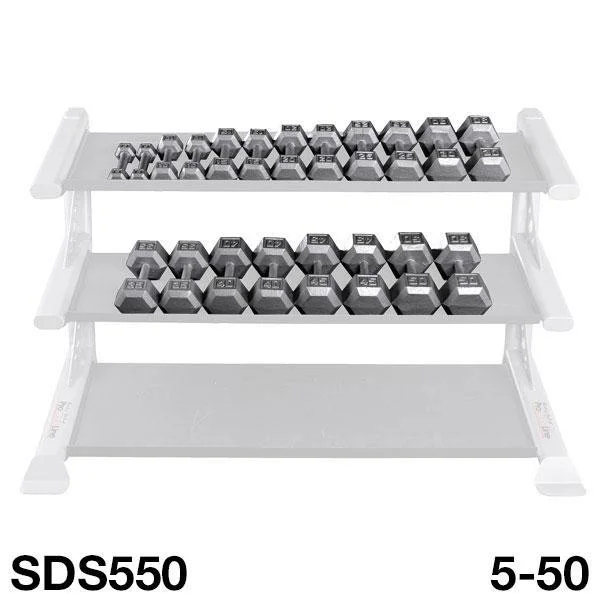 Body Solid 5 to 50 lb Hex Dumbbells Set