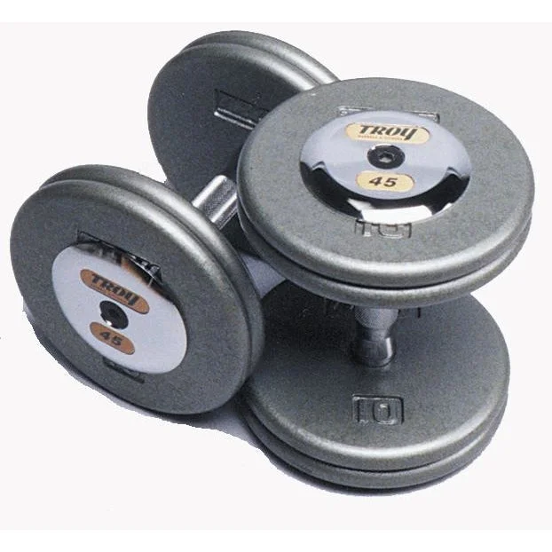 Troy Gray Pro Style Dumbbells, Chrome End - Straight Handle